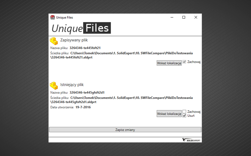 Uniqe Files – autorski dodatek do SOLIDWORKS